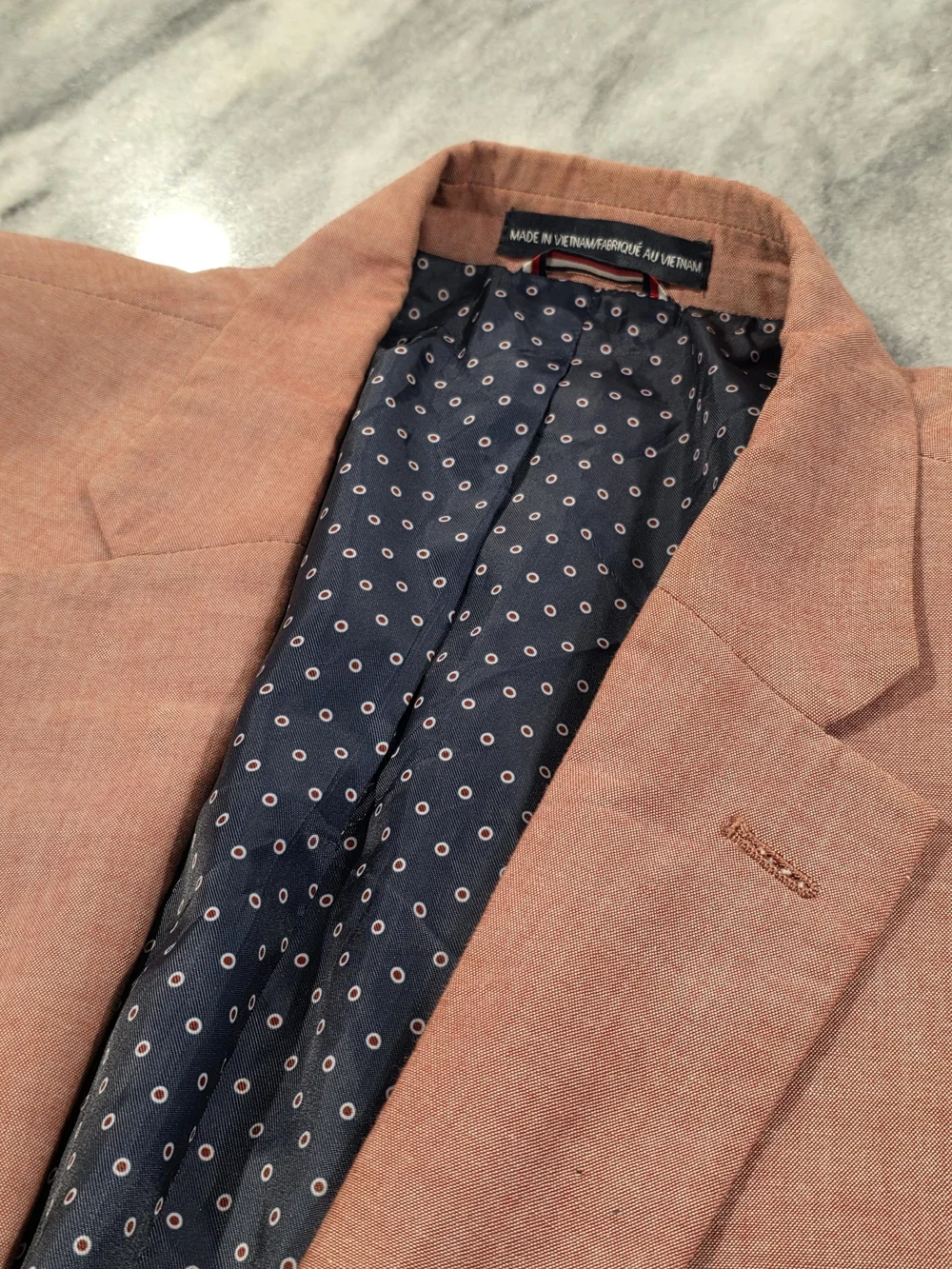 48R Men's Tommy Hilfiger 100% Cotton Blazer Muted Coral Pink Sport Coat